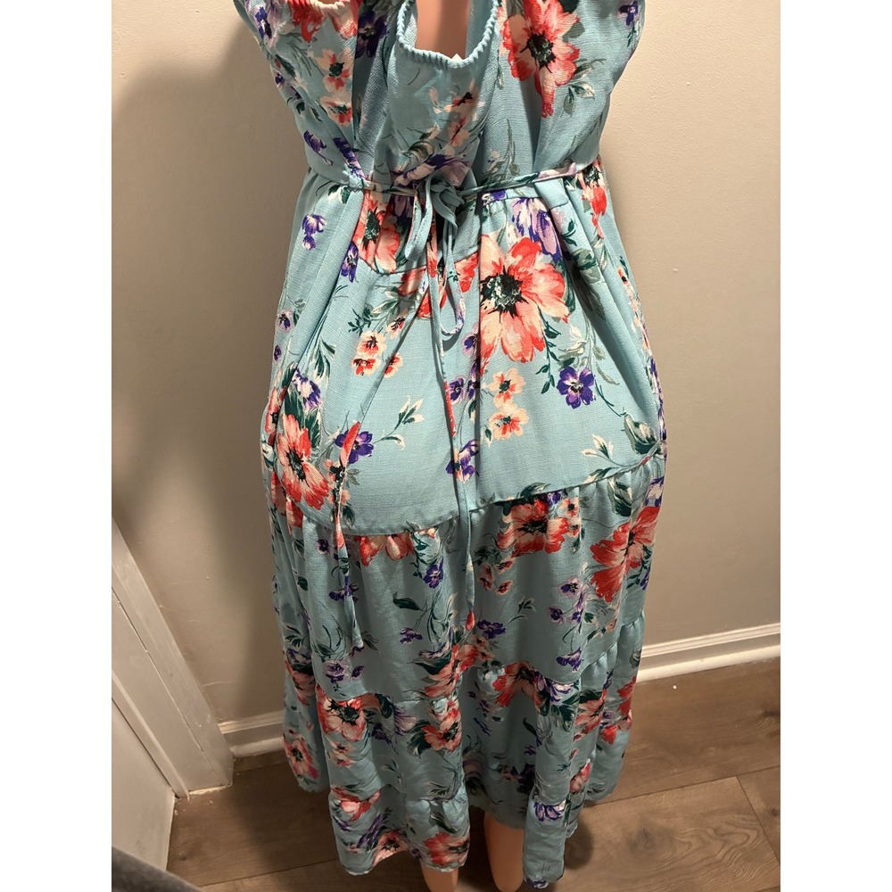 Xhilaration Maxi Dress Womens XXL Blue Tiered Sun Dress - Picture 3 of 4